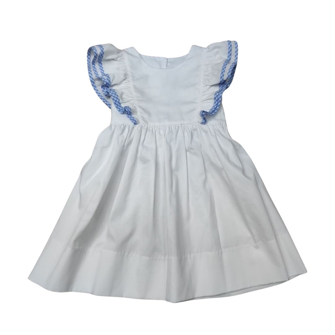White Pique Apron Ruffle Dress