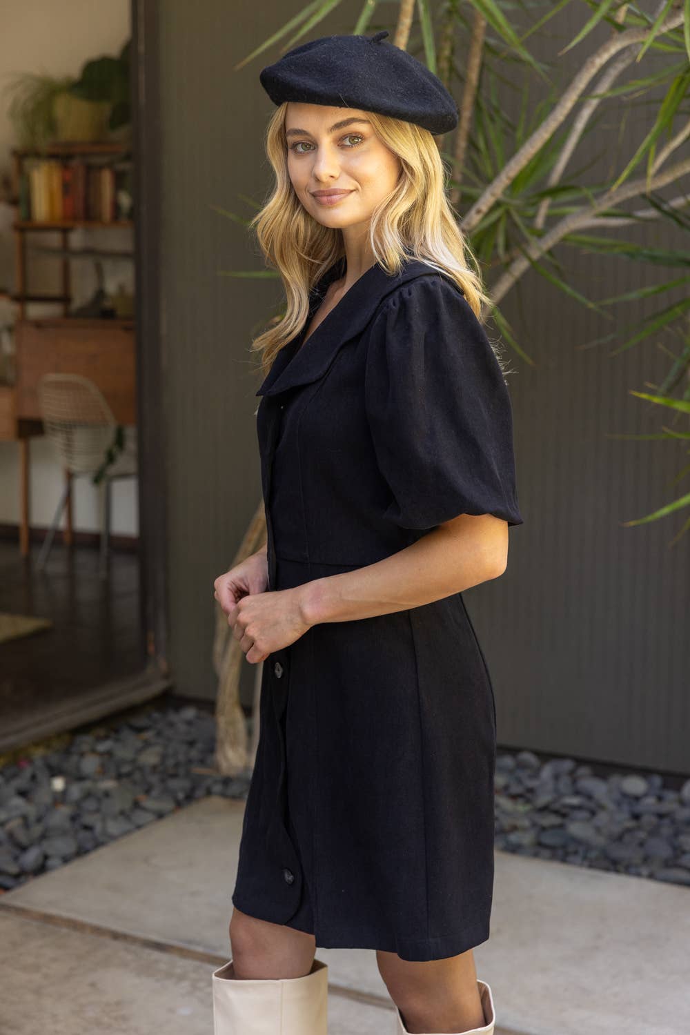 Scallop Detailed Button Down Mini Dress