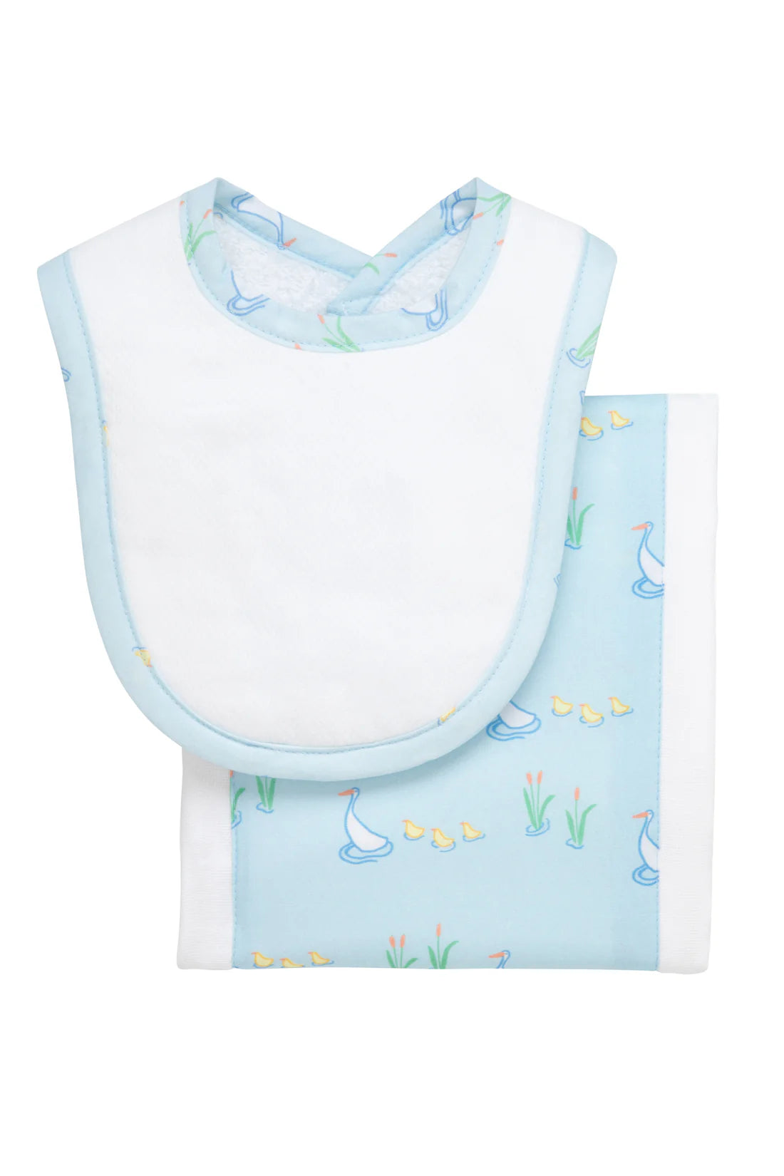 Duck Print Drooler Bib & Burp Set