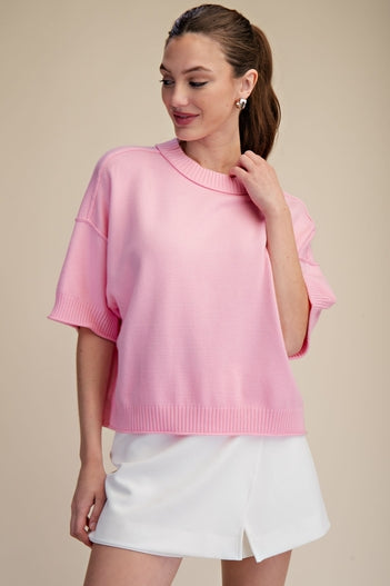 Crew Neck Elbow Sweater