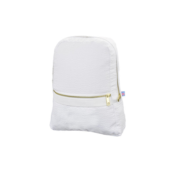 Small White Seersucker Backpack-small bkpk