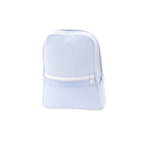 Sm Baby Blue Seersucker Backpack