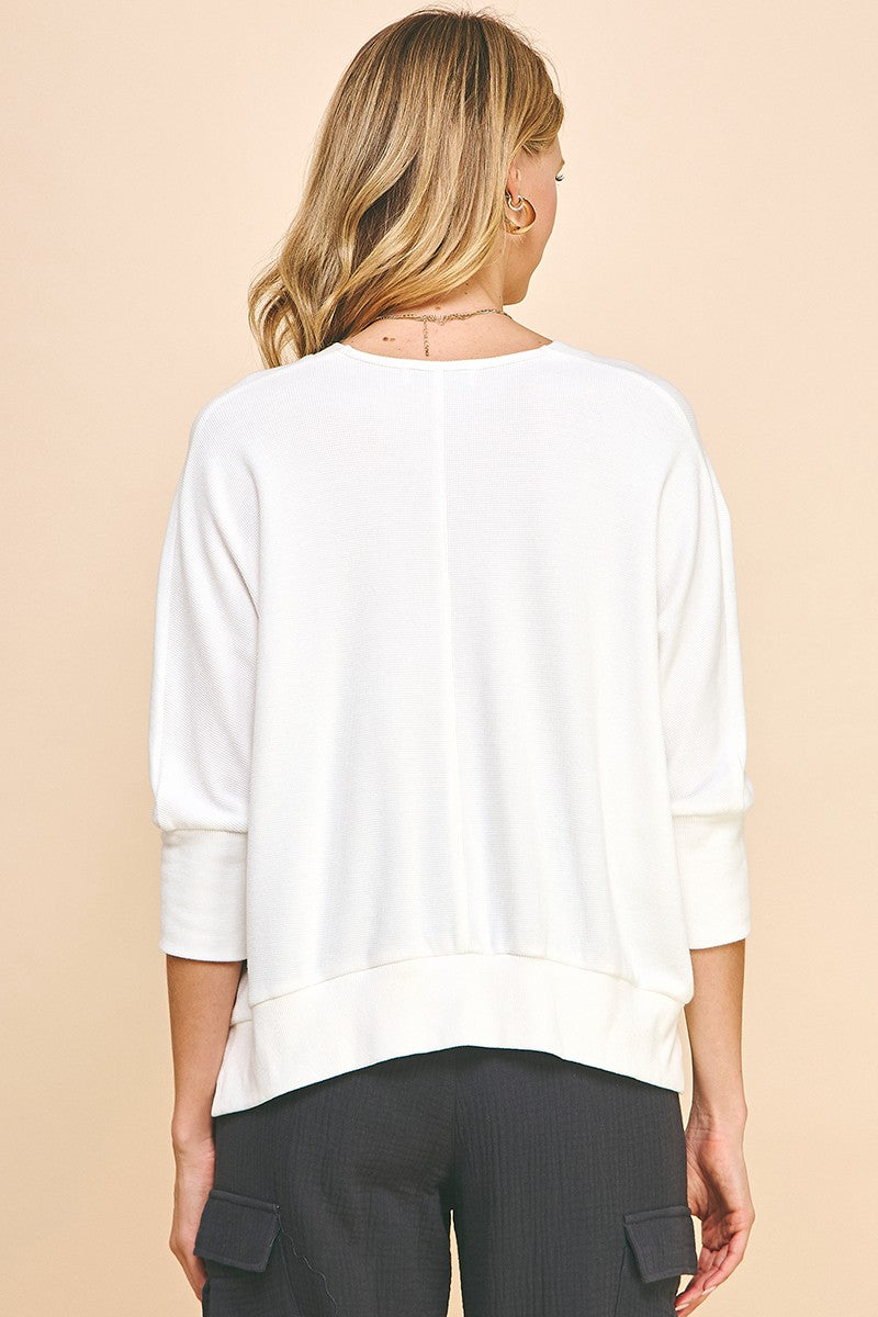 White V-neck 3/4 Sleeve Top