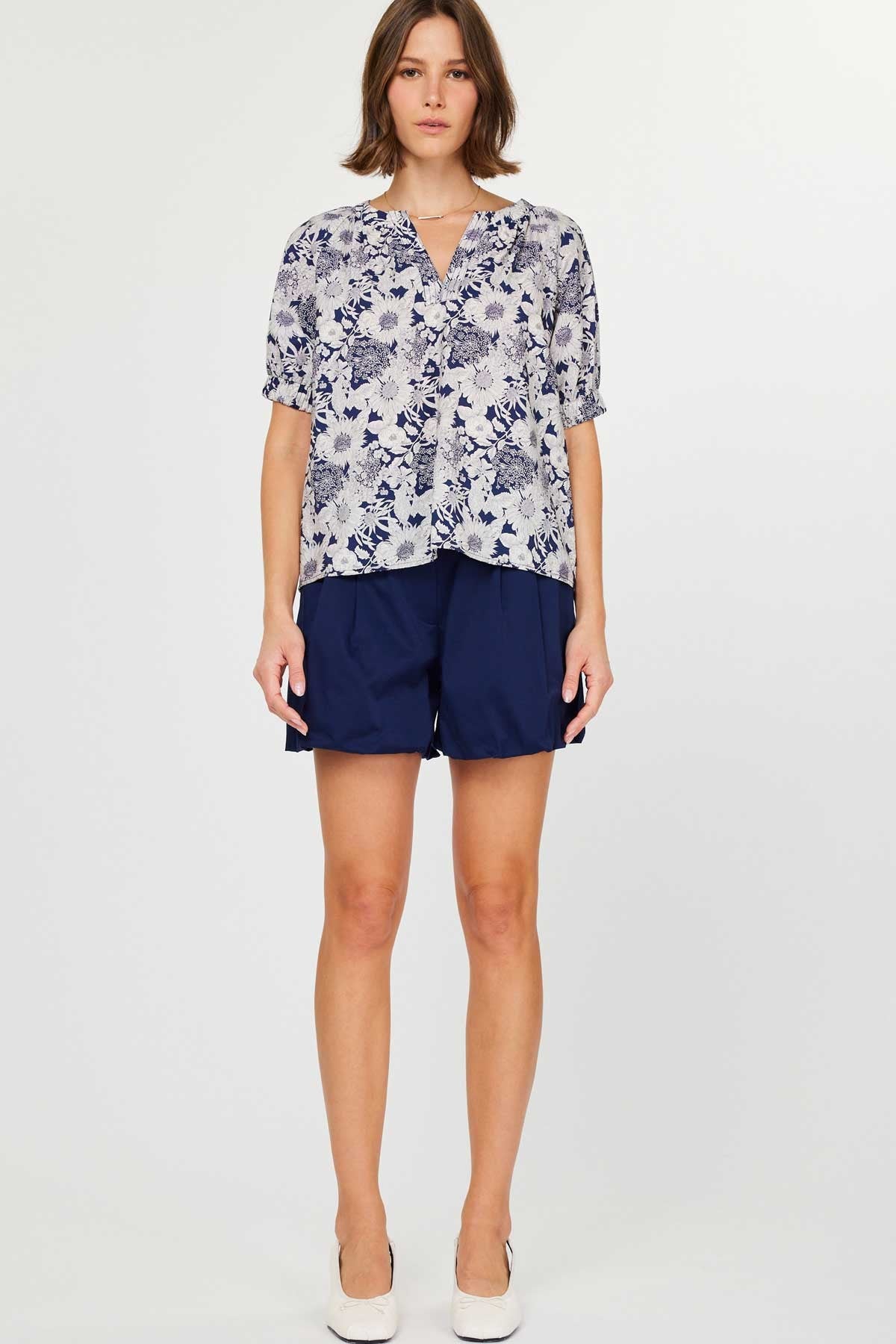 Half Sleeve Split Neck Blouse