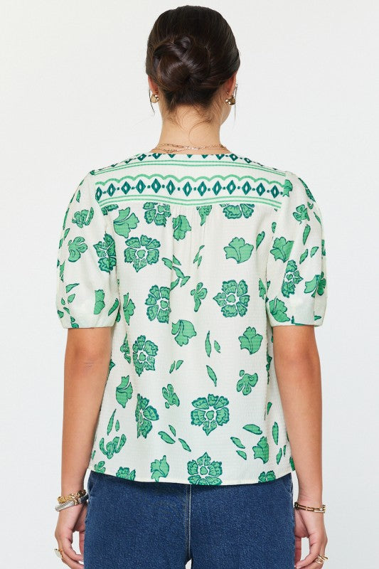 CA Floral Printed V-neck Blouse