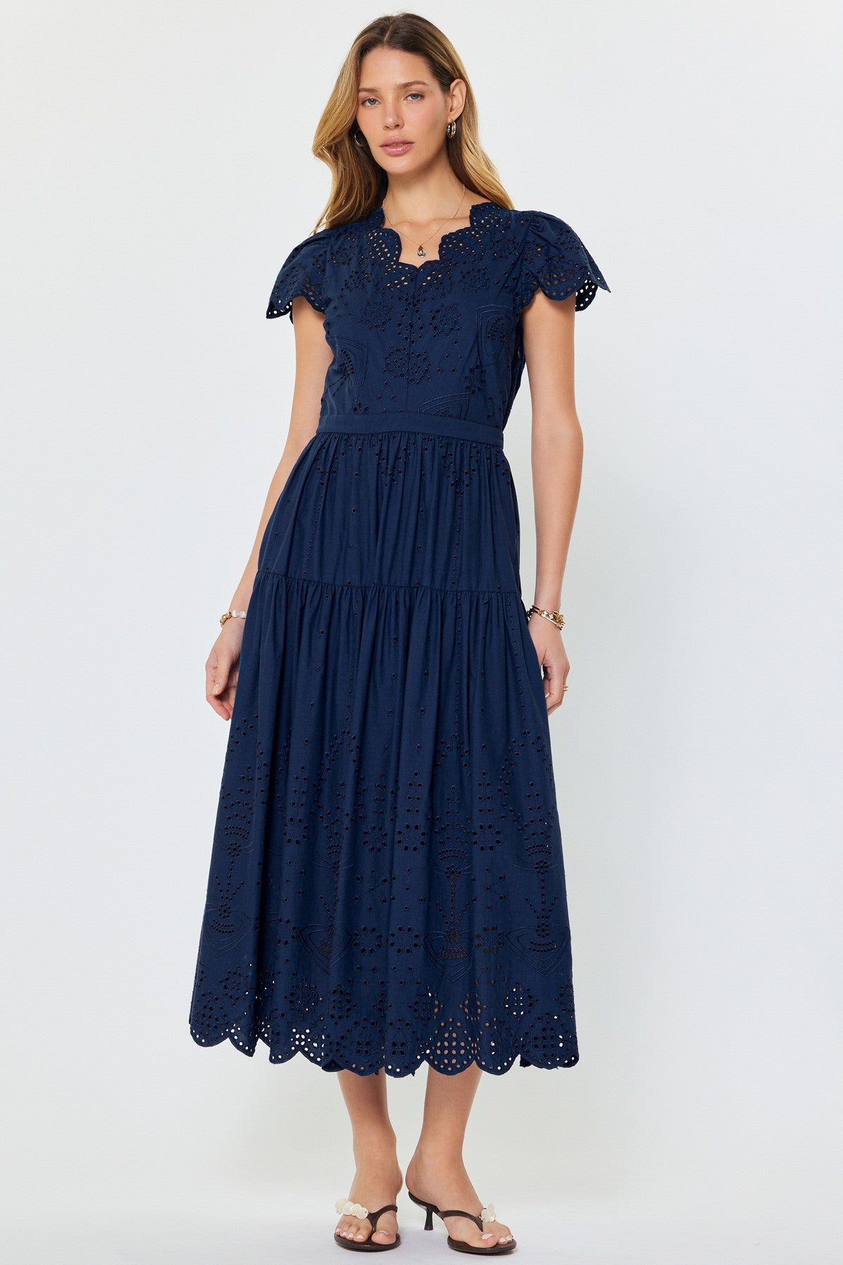 Eyelet maxi dres