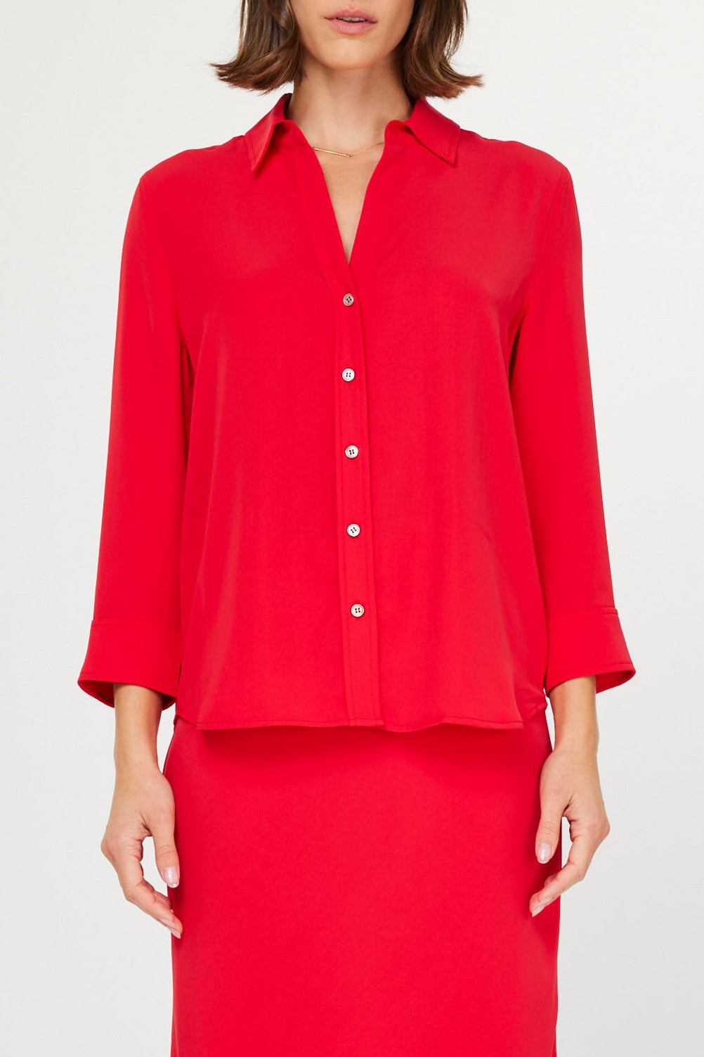 Red Button Down Top