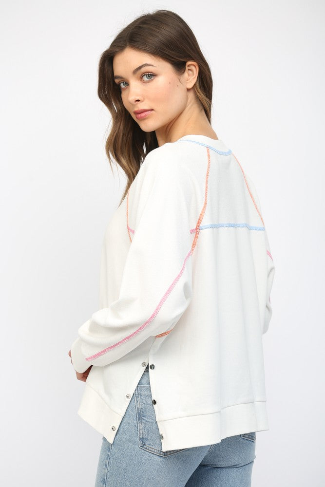 Color Stitching Raglan Sweatshirt