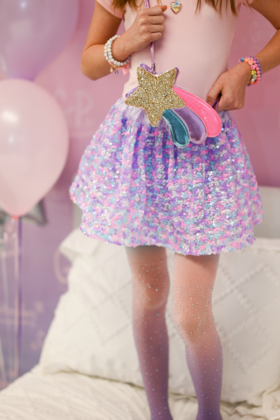 Purple Party Sequin Skirt- Size 4-6