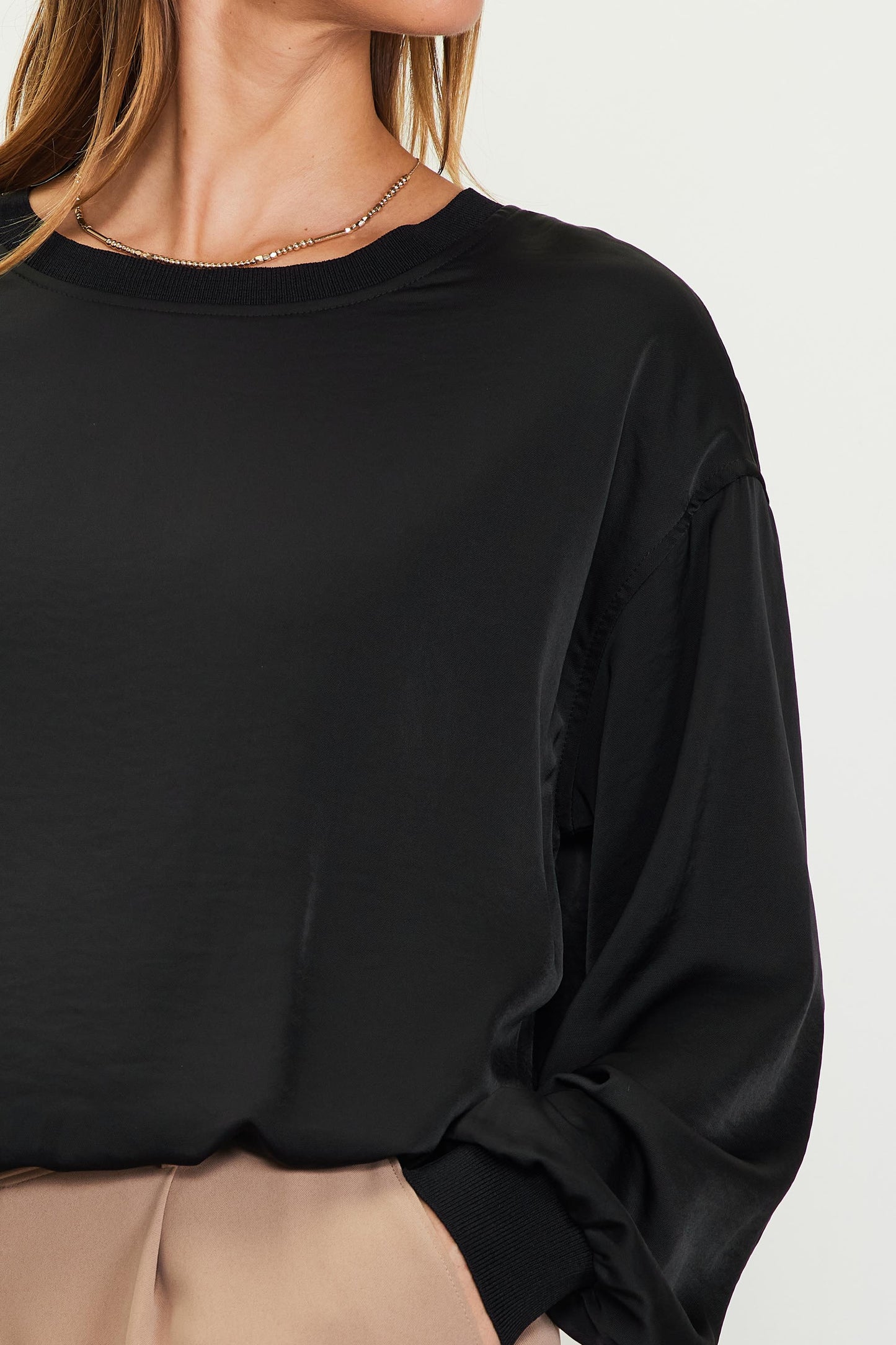 Long Sleeve Bubble Top - Black