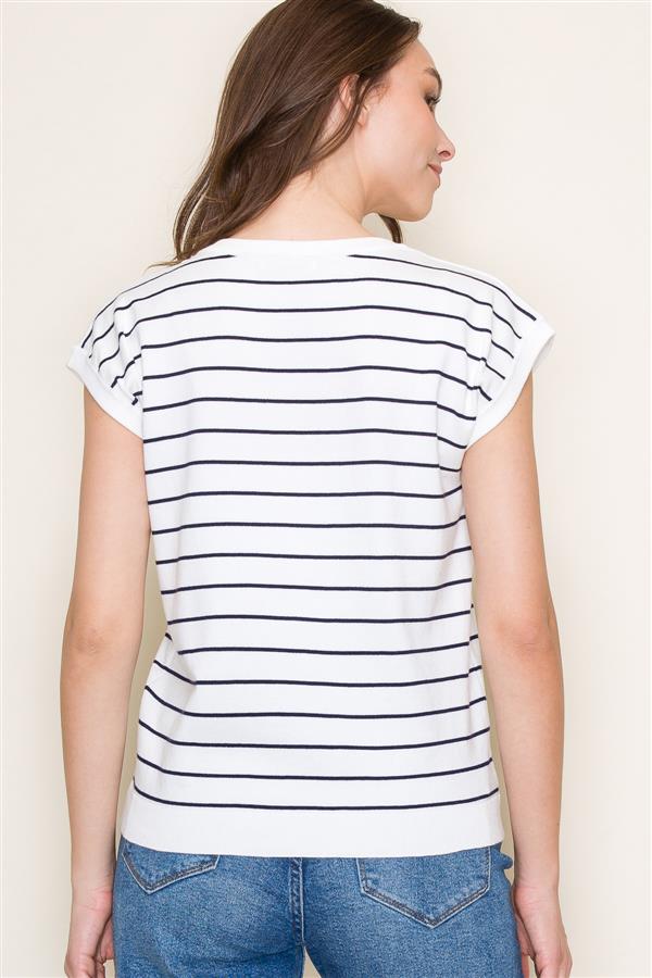 Striped Short Sleeve Sweater