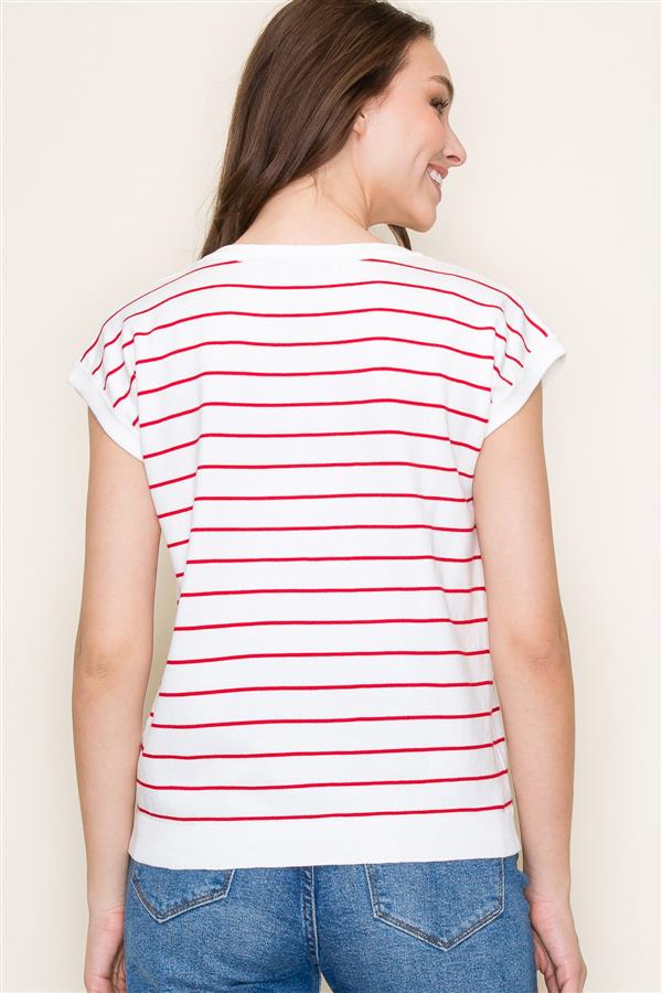 Striped Short Sleeve Sweater