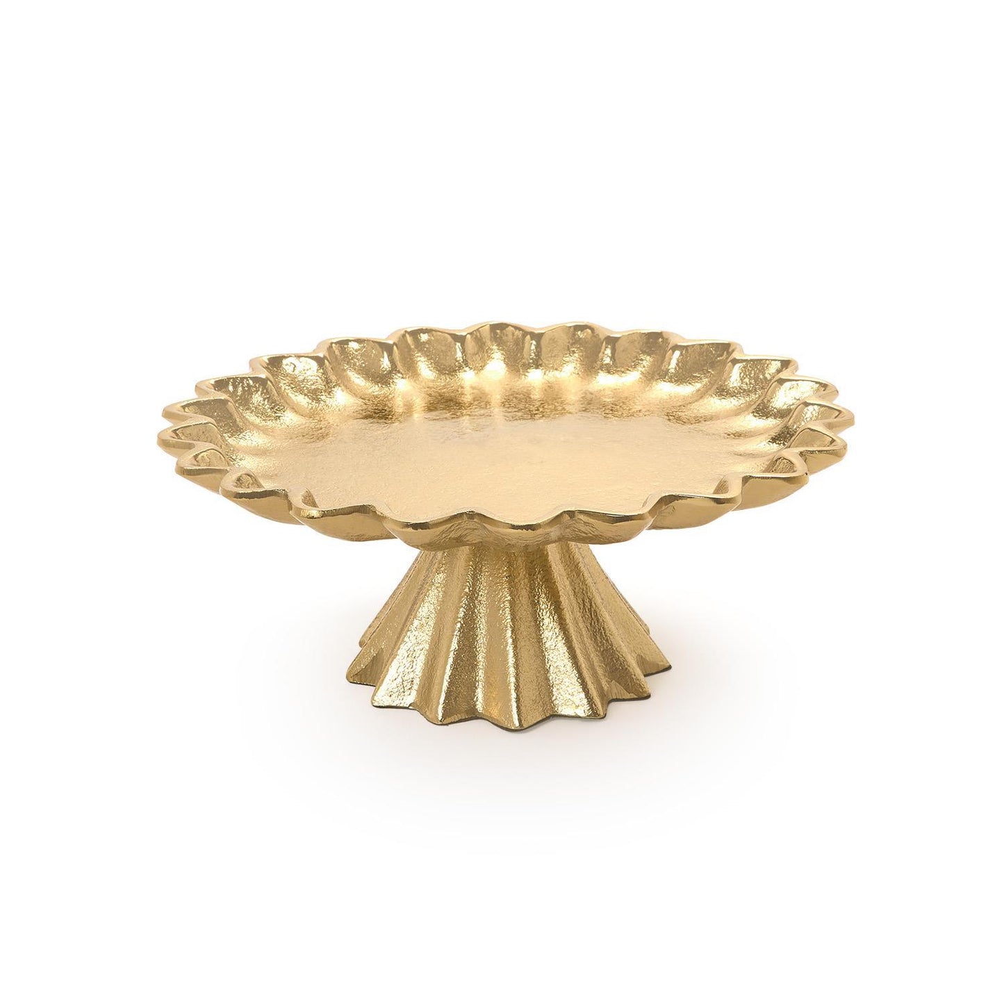 Medium Scalloped Edge Gold Cake Stand