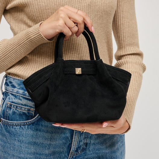 Selena- Faux Suede Black Purse