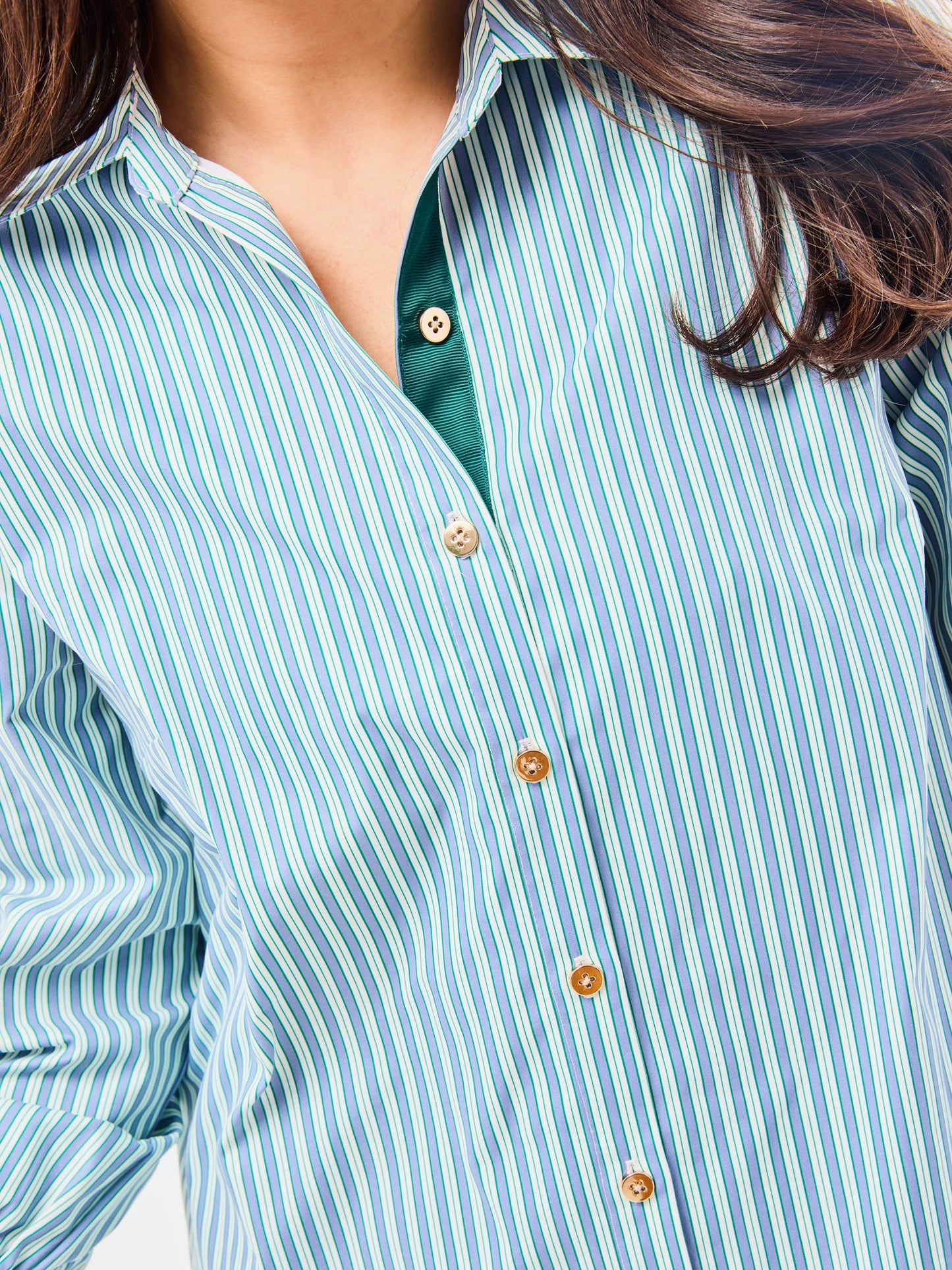 Blue/Green Striped Long Sleeve Dress