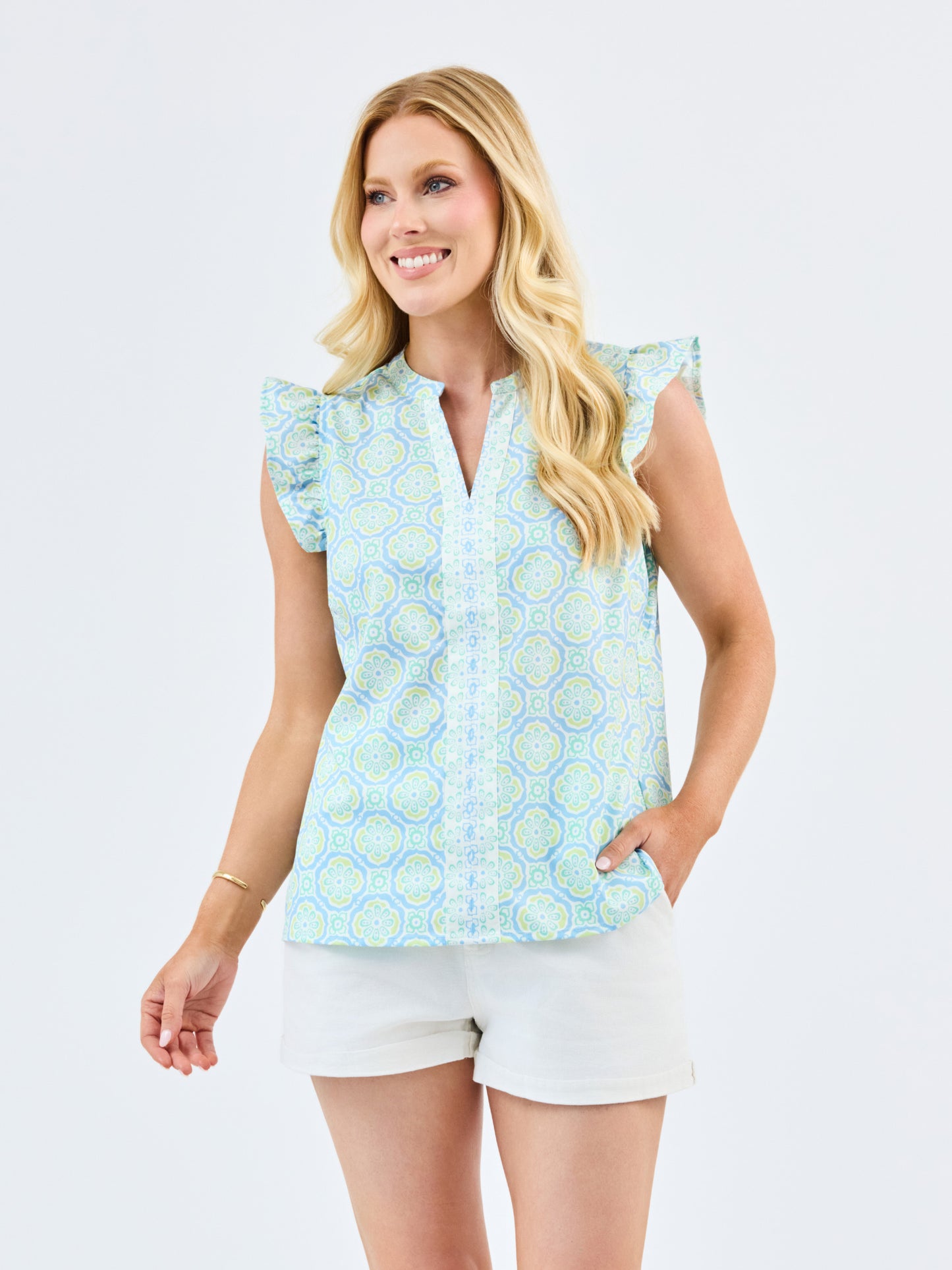 Kira Mosaic Charm Blue Top