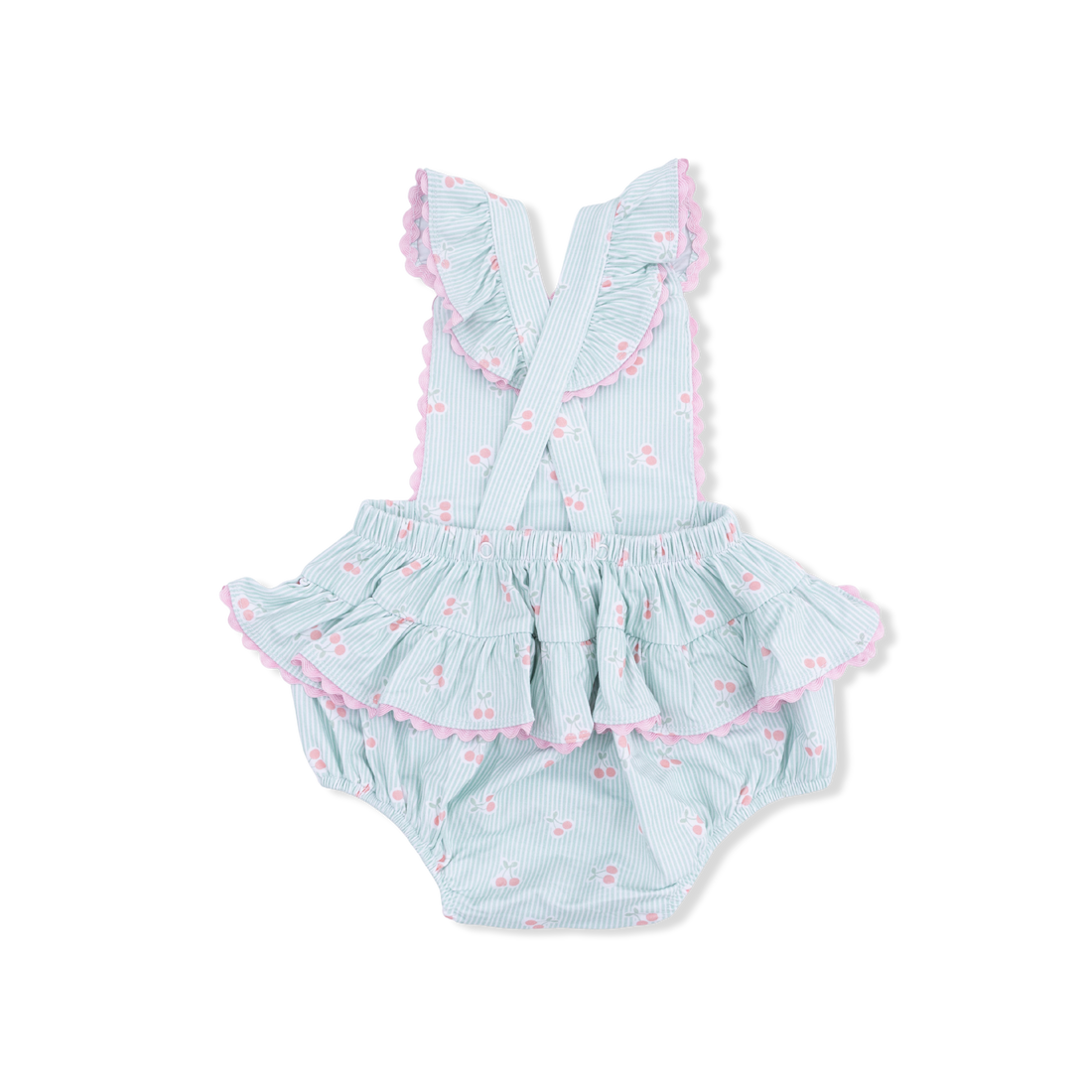 Tiny Cherry Stripe Ruffle Sunsuit