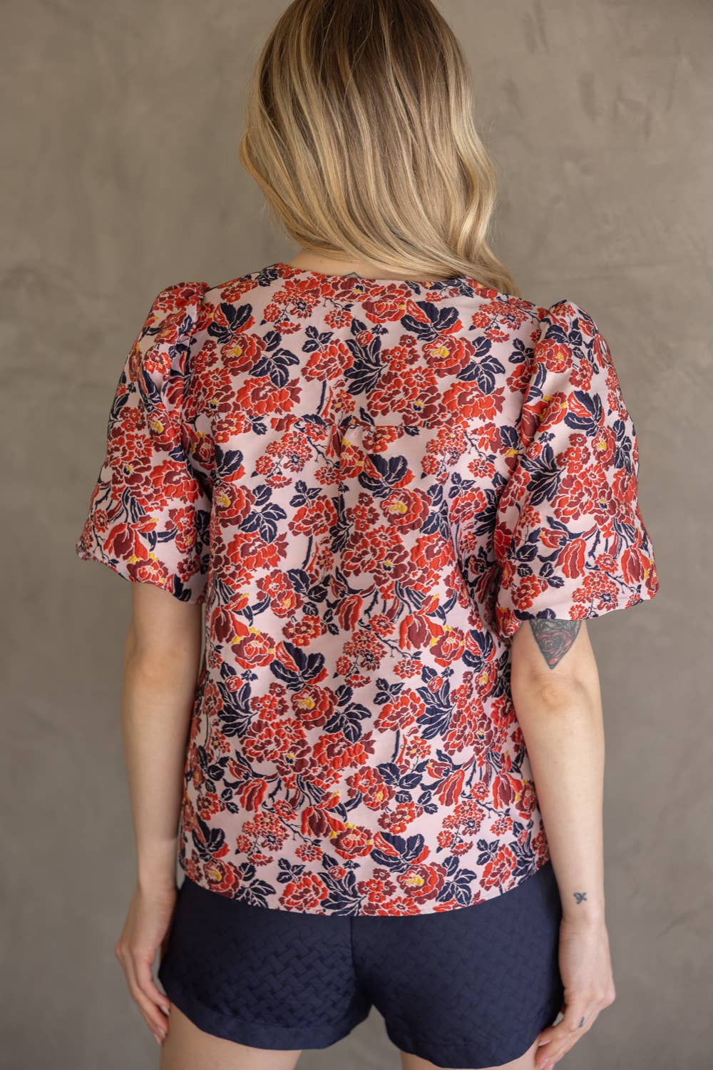 35776 Multi Color Floral Jaquard Top