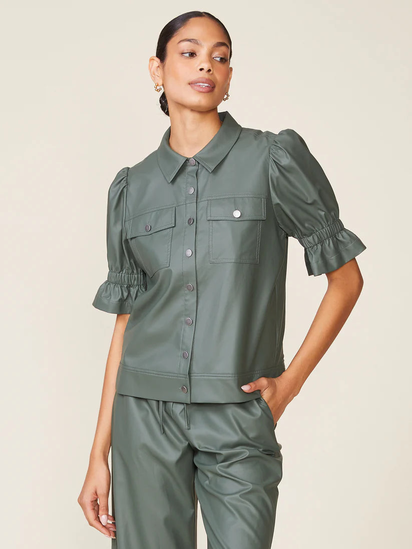 Short Sleeve Vegan Leather Jacket