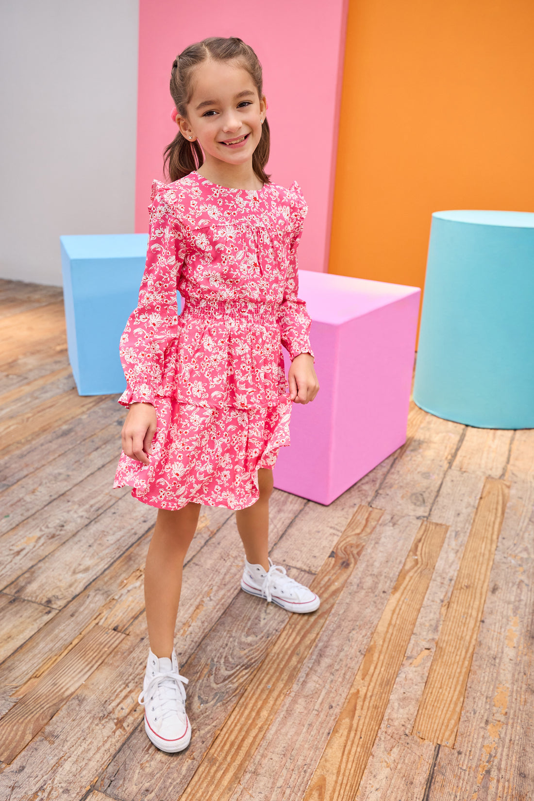 Carleton Dress- Hot Pink Abstract