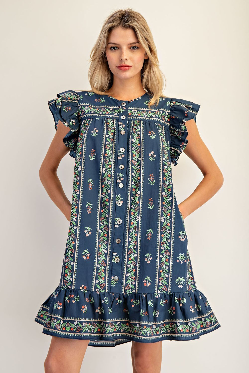 Floral Flutter Sleeve Dress