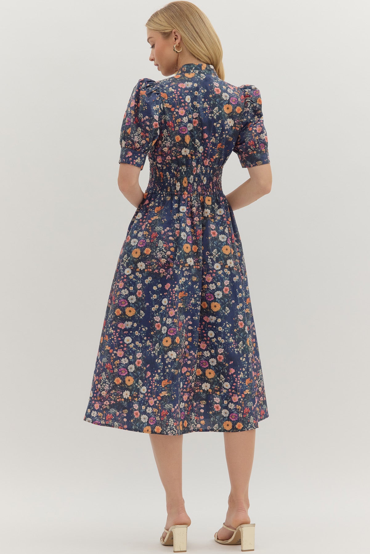 floral zip midi dress