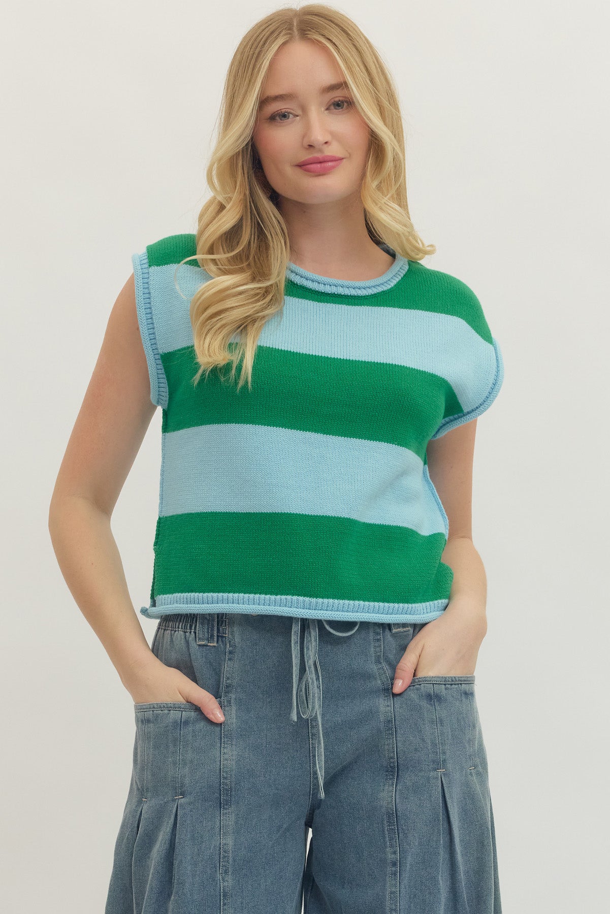 Green & Blue SS Sweater