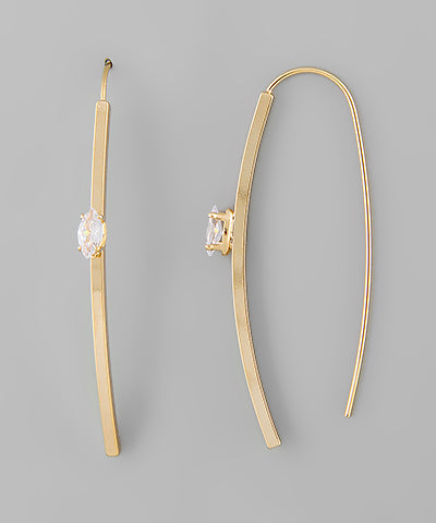 Curved Brass Bar Drop Earrings
