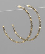 Hematite and Gold Hoops