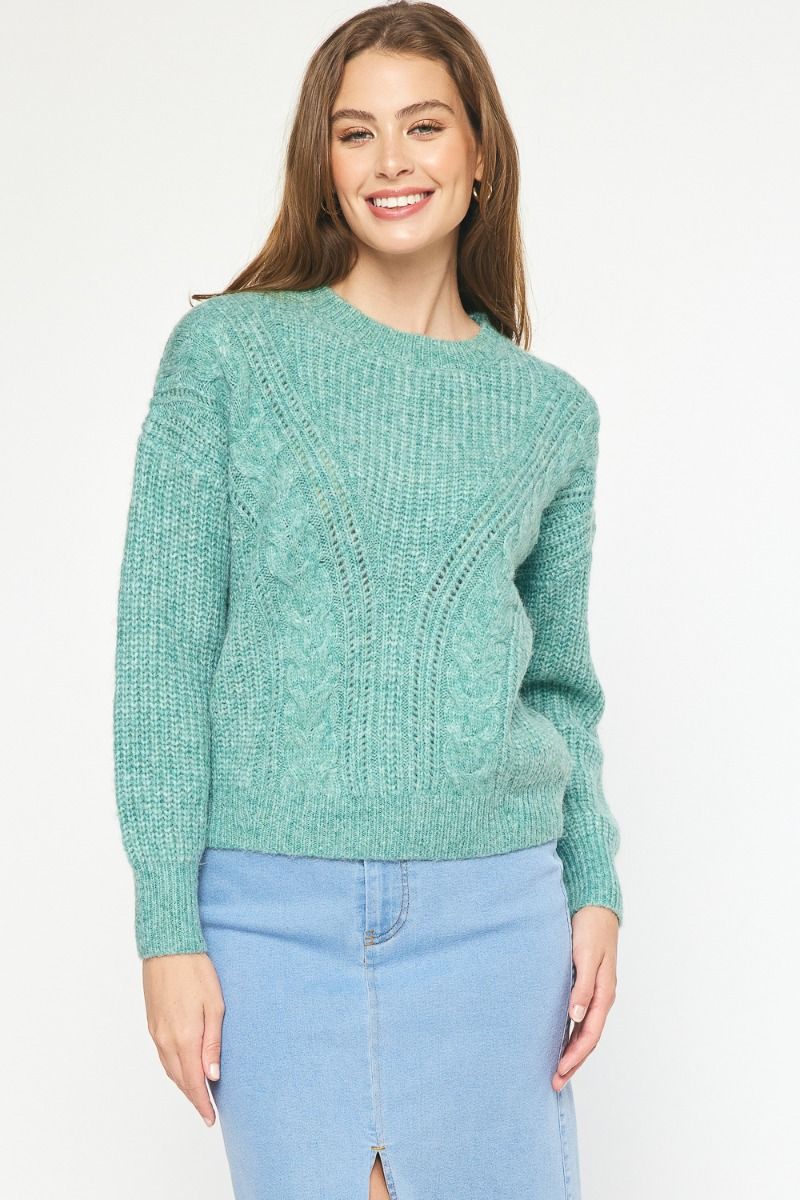 Cable Knit LS Sweater