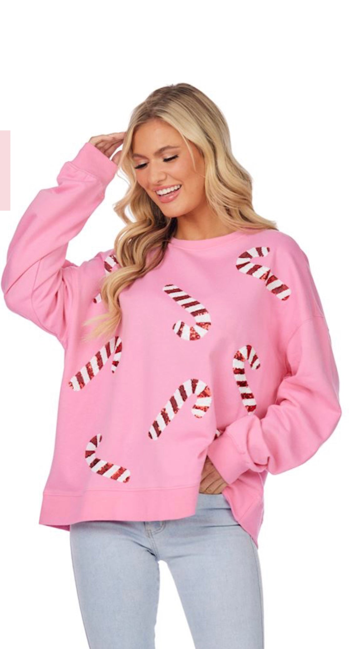 Pink Candy Cane Sparkle Sweatshirt