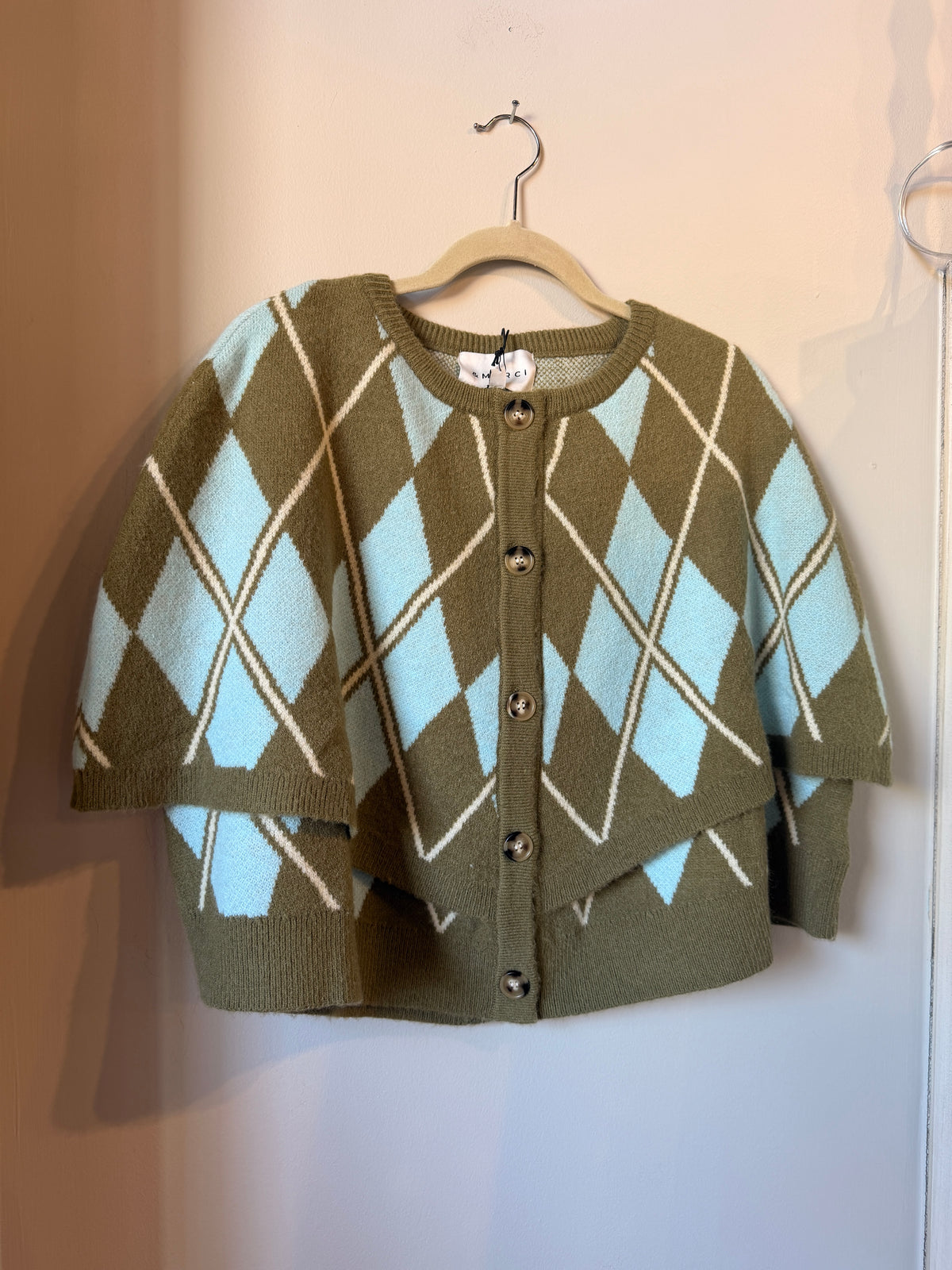 Argyle Button Down Cape Cardigan