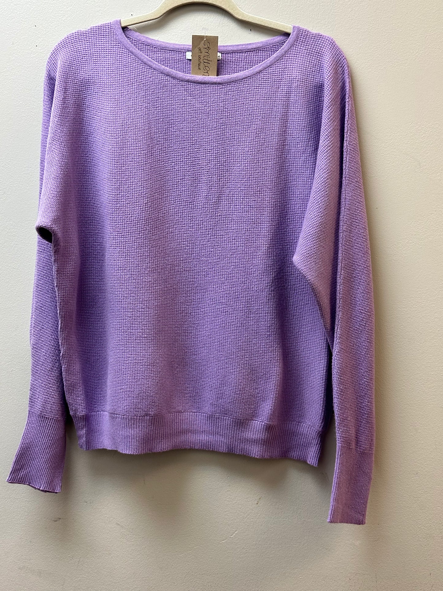 Boat Neck Ribbed Shoulder LS Top