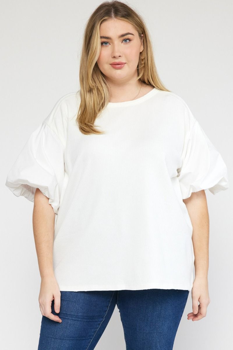 Knit Bubble Sleeve Top