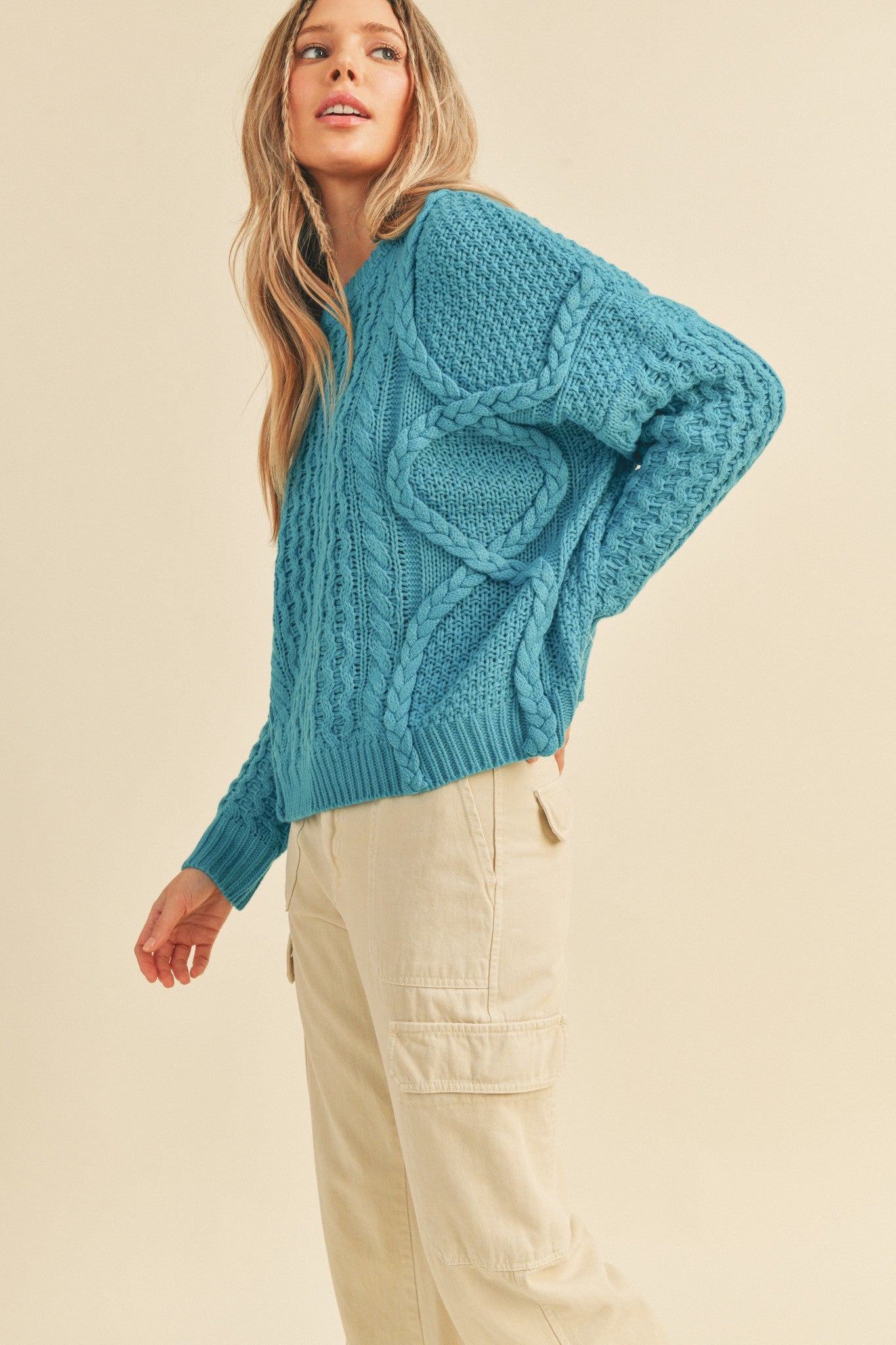 Cable Knit Sweater w/ Braiding