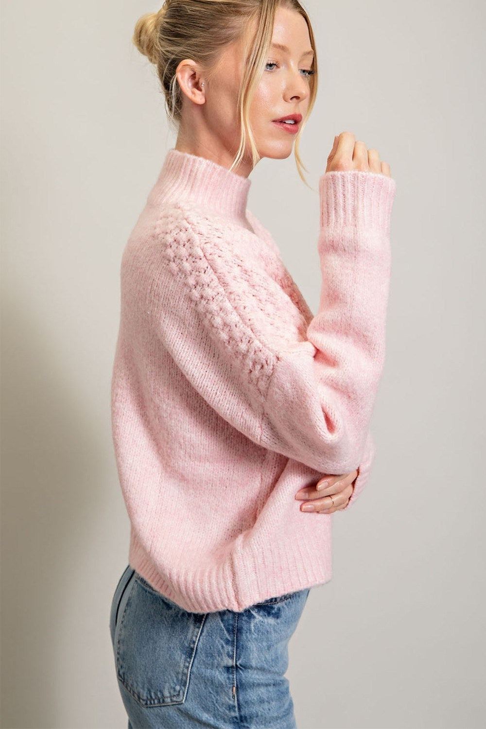 Textured Turtleneck Sweater