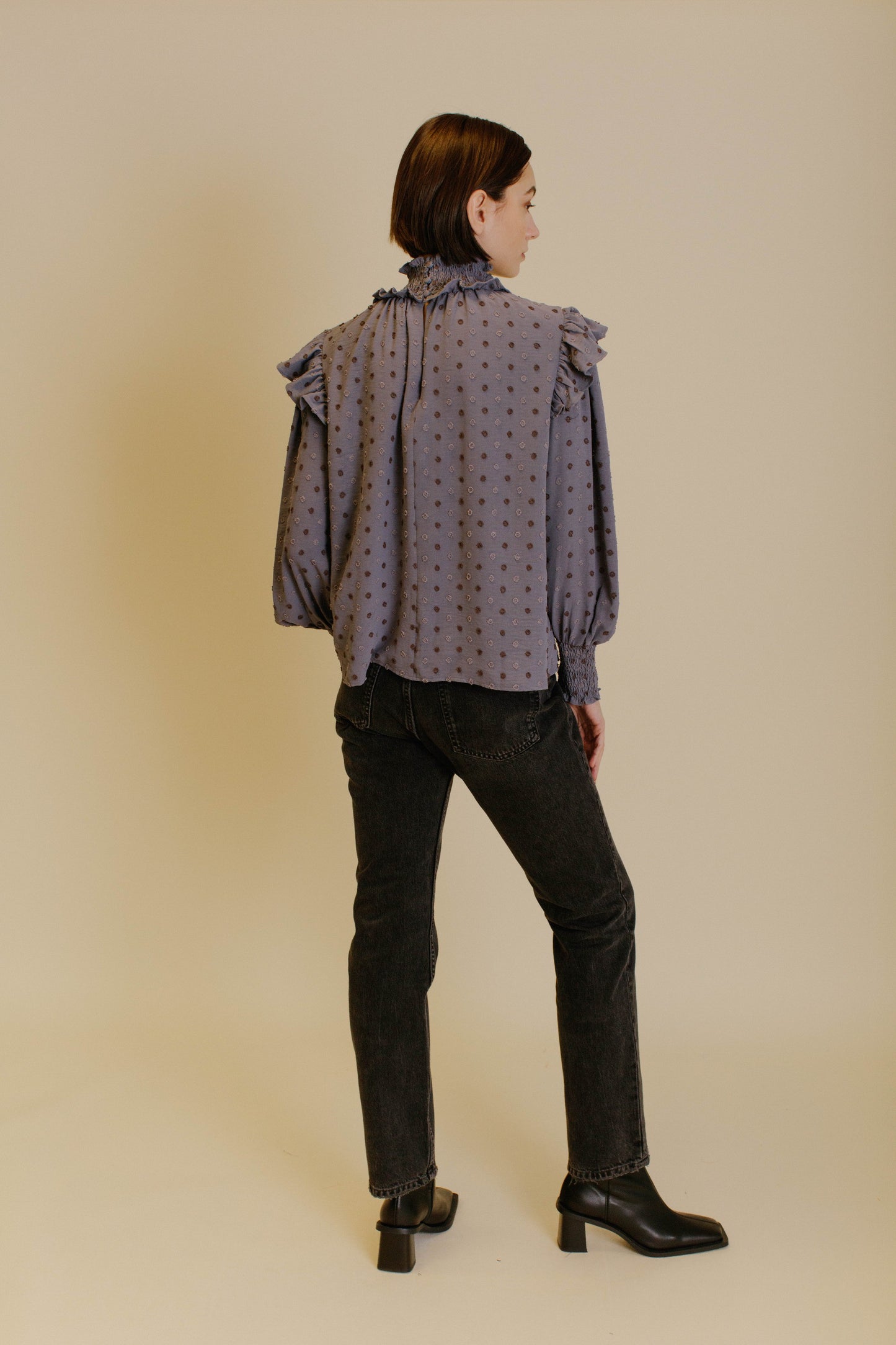 Swiss Dot Smocked Blouse