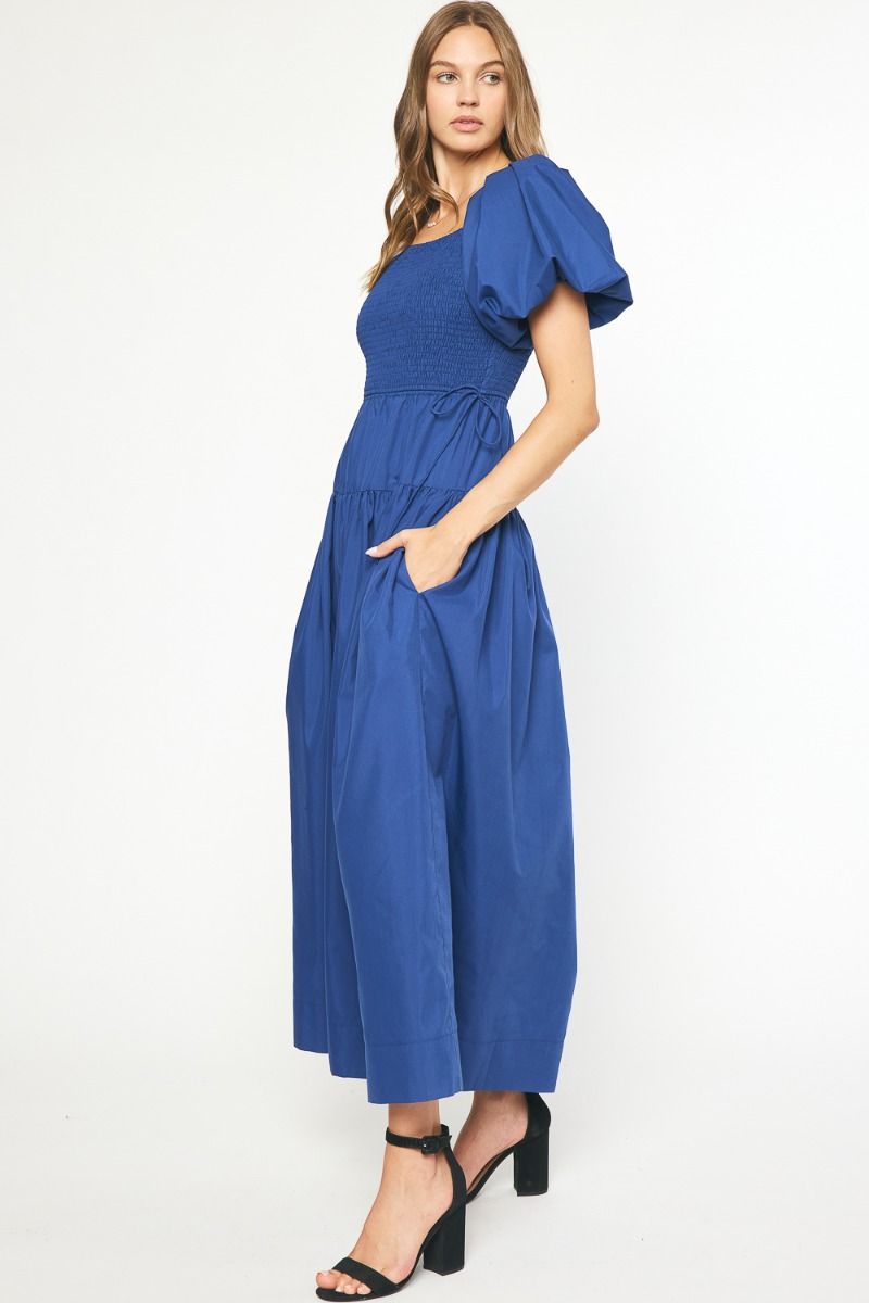Solid Square Neck SS Maxi Dress