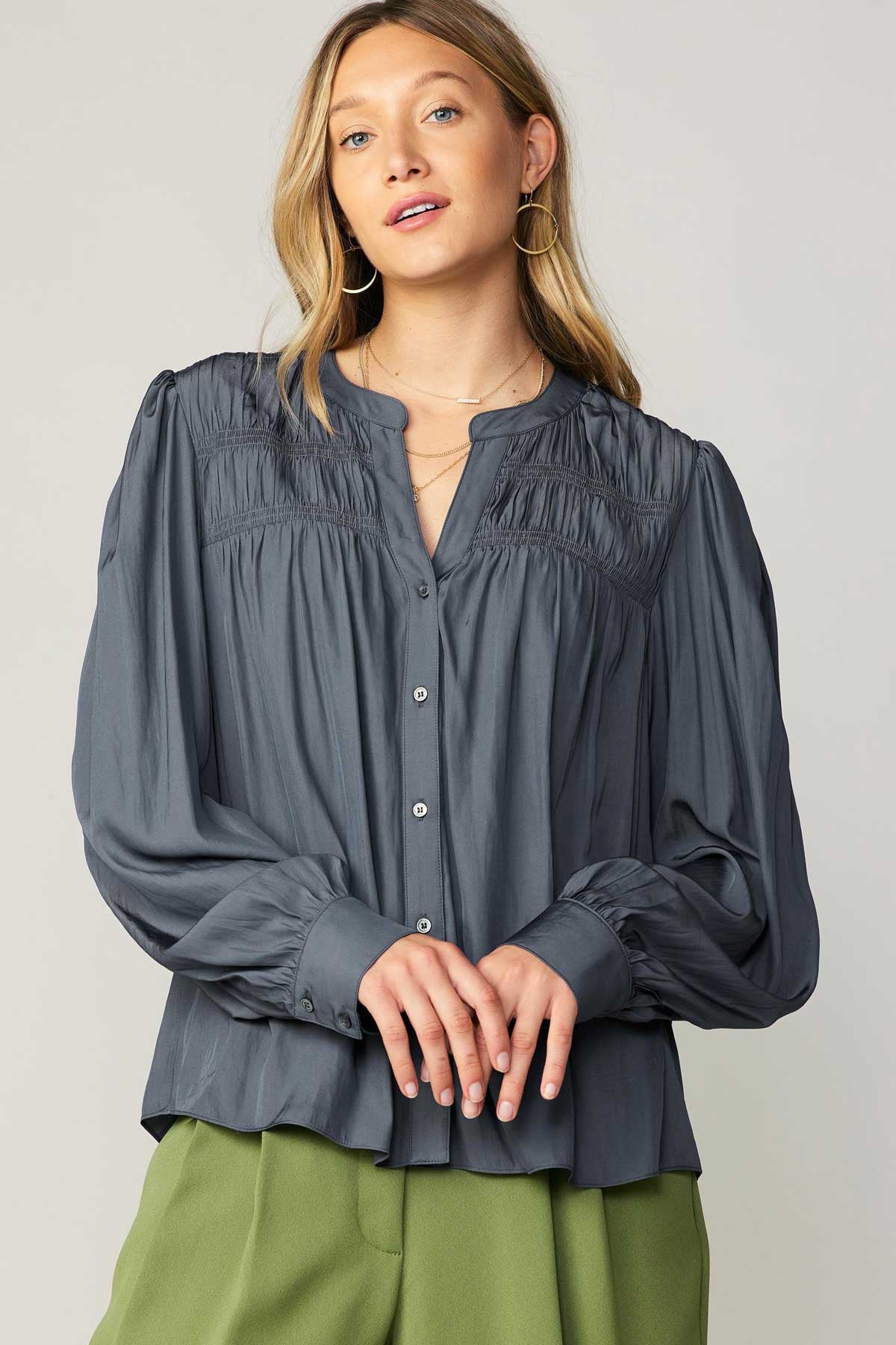 LS Split Neck Button Down