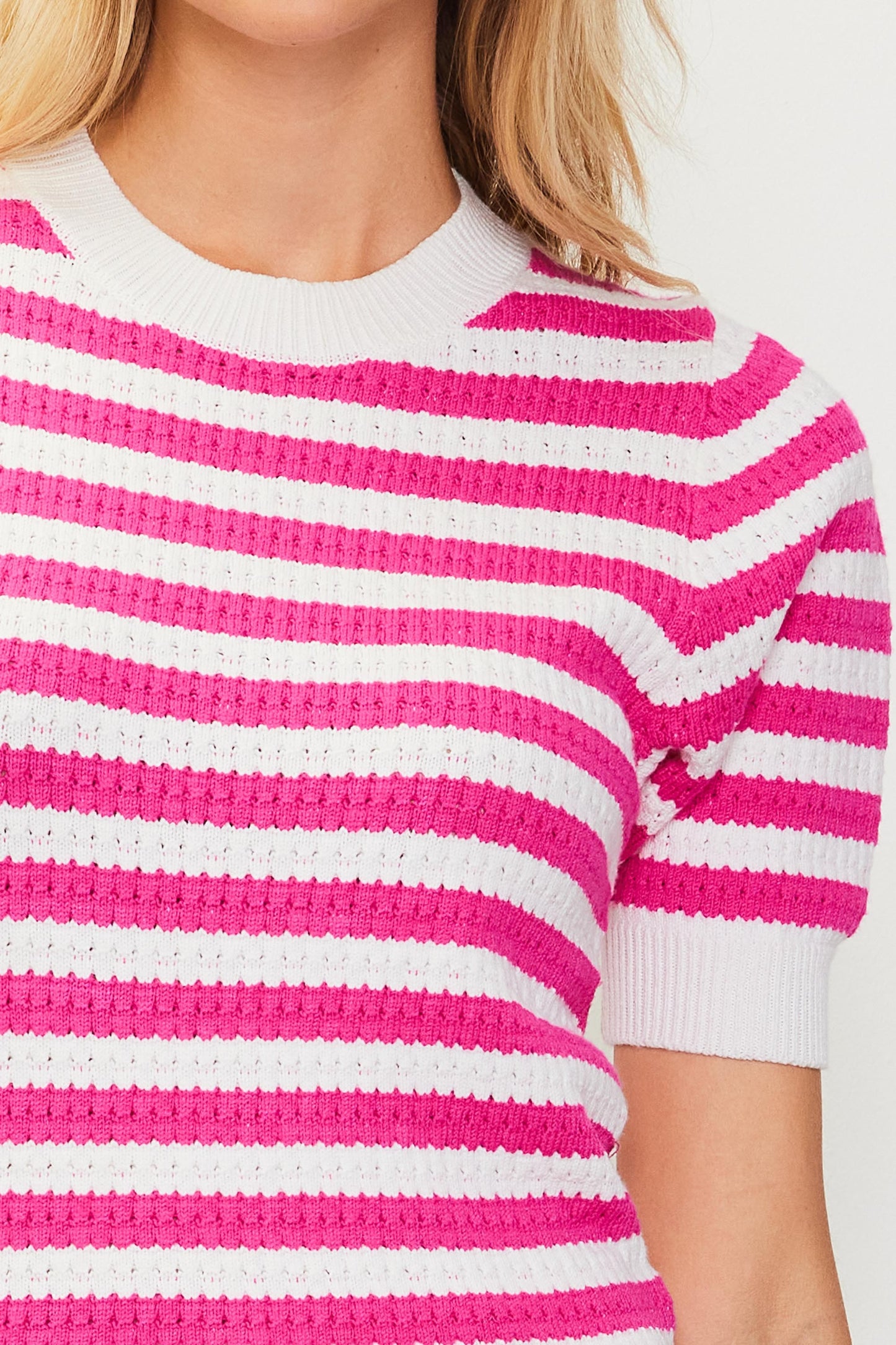 Short Sleeve Striped Sweater