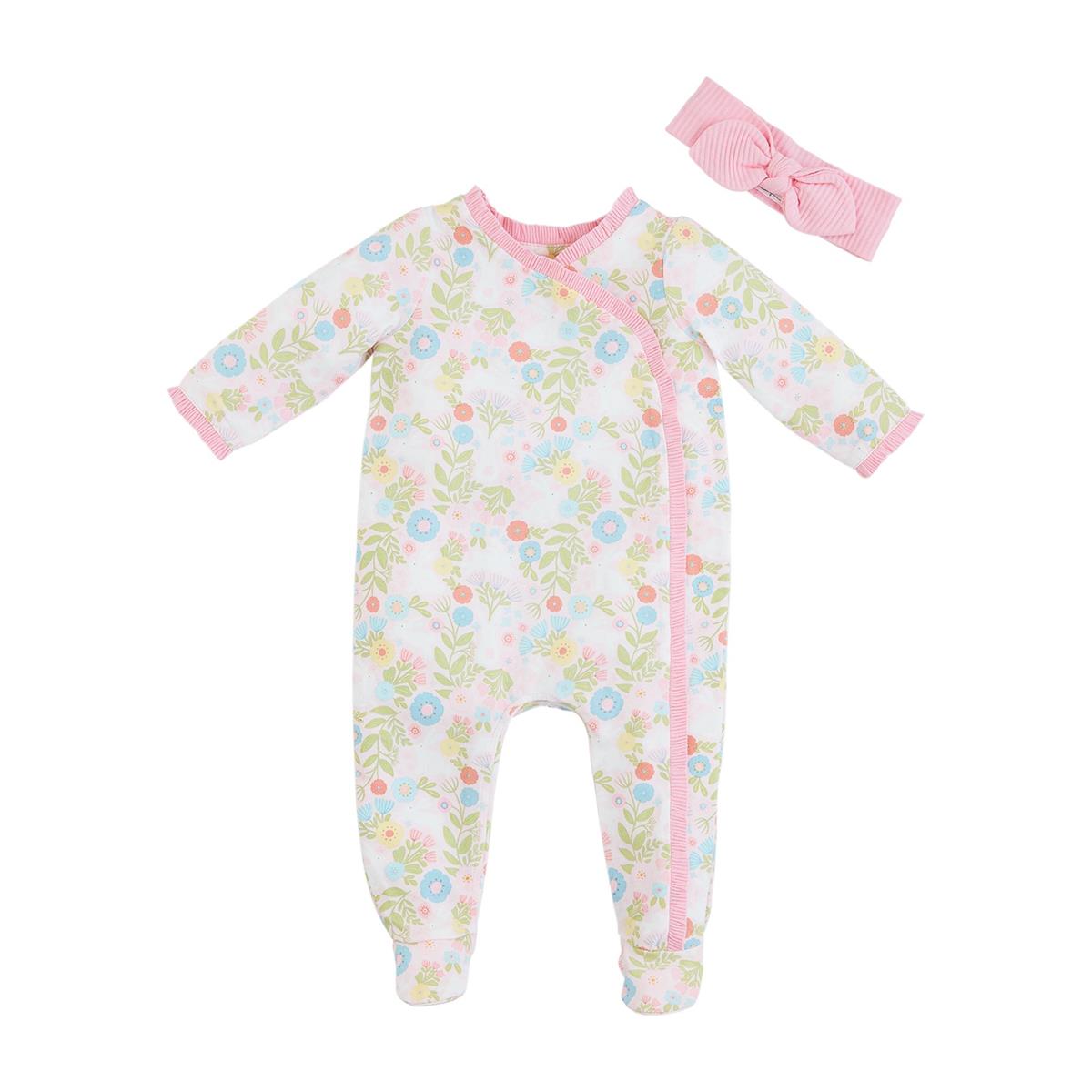 Ruffle Bunny Print Sleeper & Headband Set