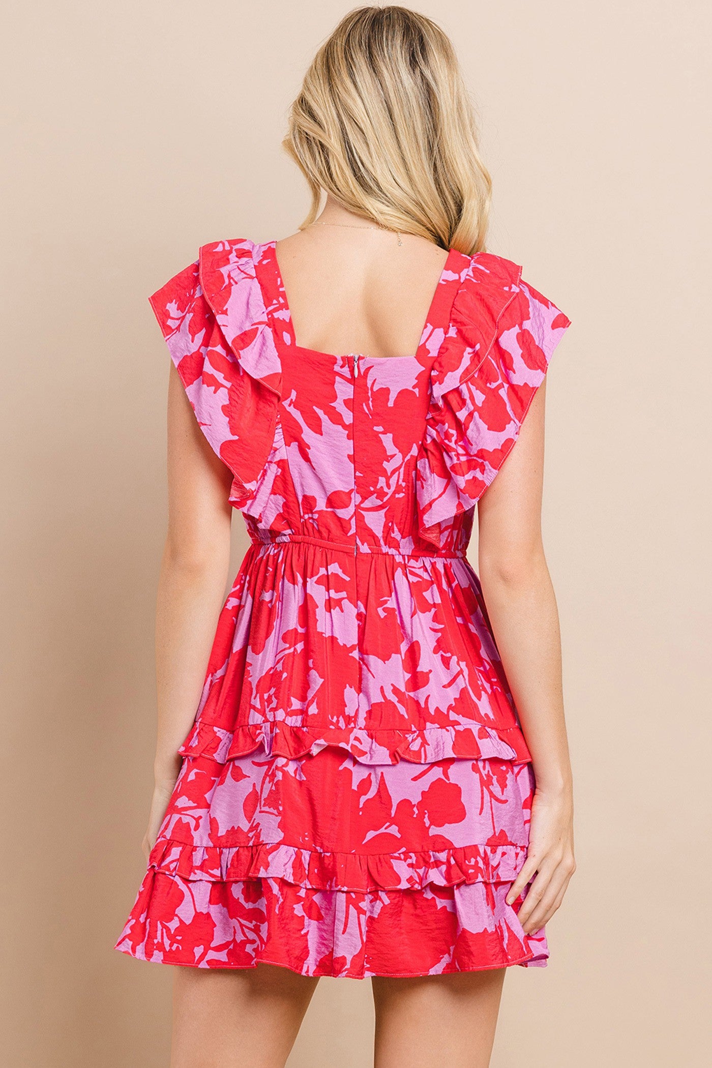 Floral V-neck Tiered Dress