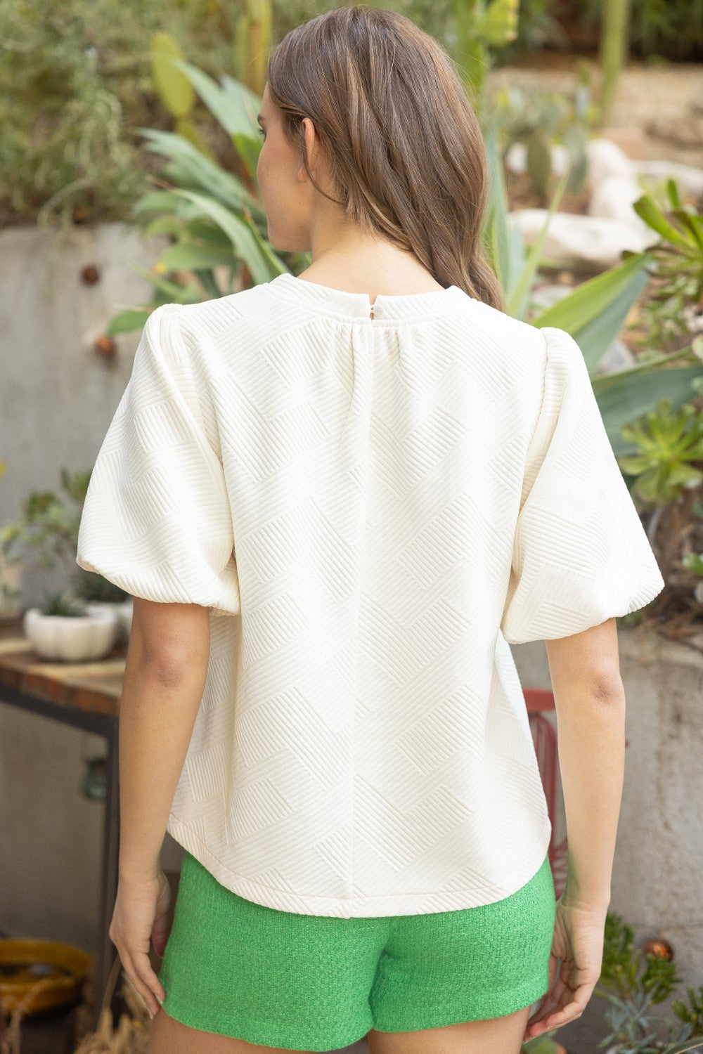 Bubble Short Sleeve Textured Knit Top