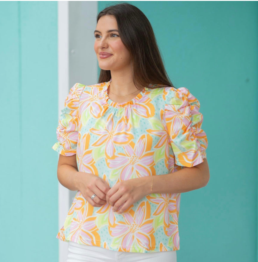 Tiegan Paradise View Orange Top