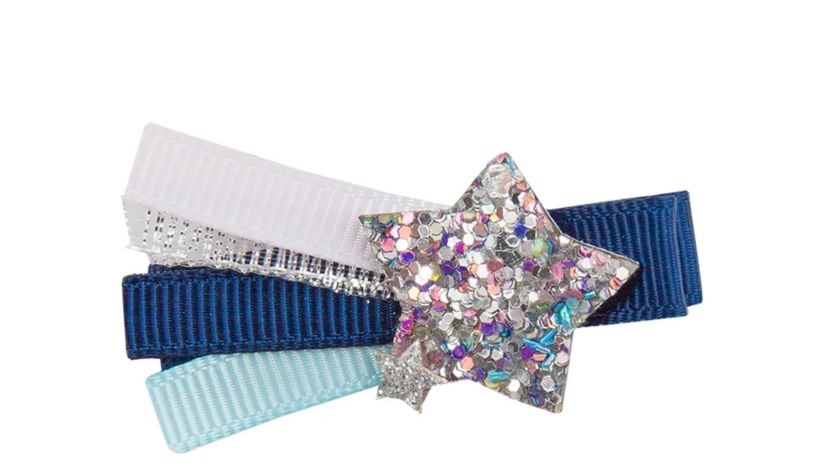 Navy Unicorn & Star Hairclips