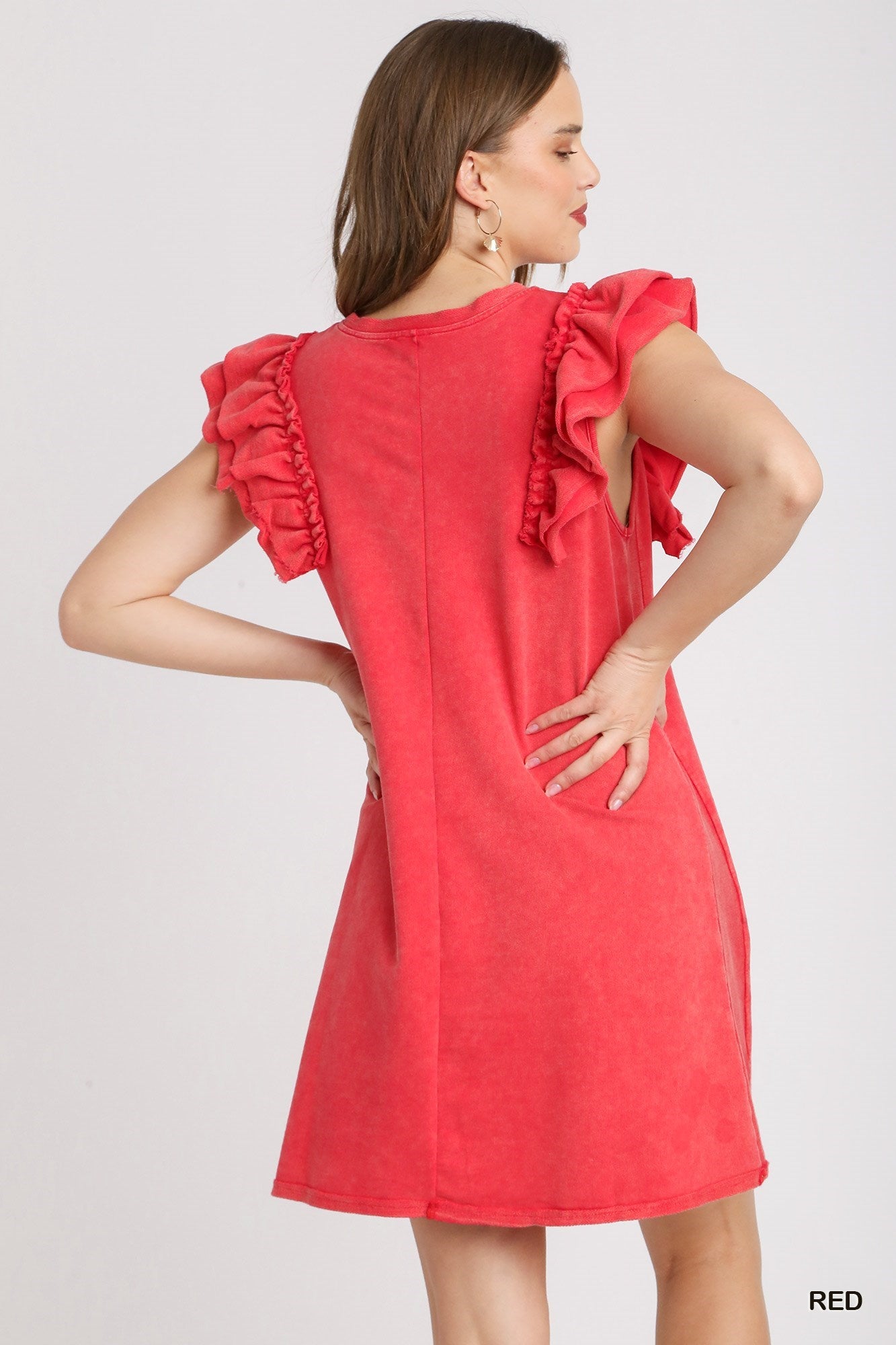 French Terry Ruffle Sleeve Dress