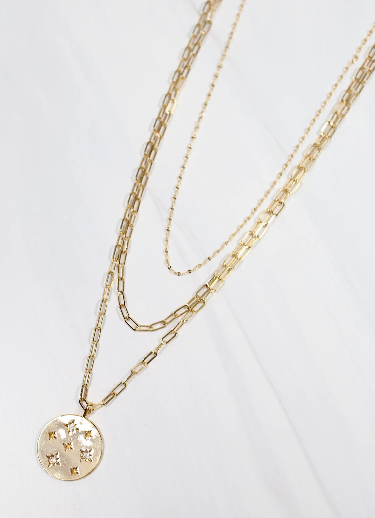 Shepard Layered CZ Disc Necklace