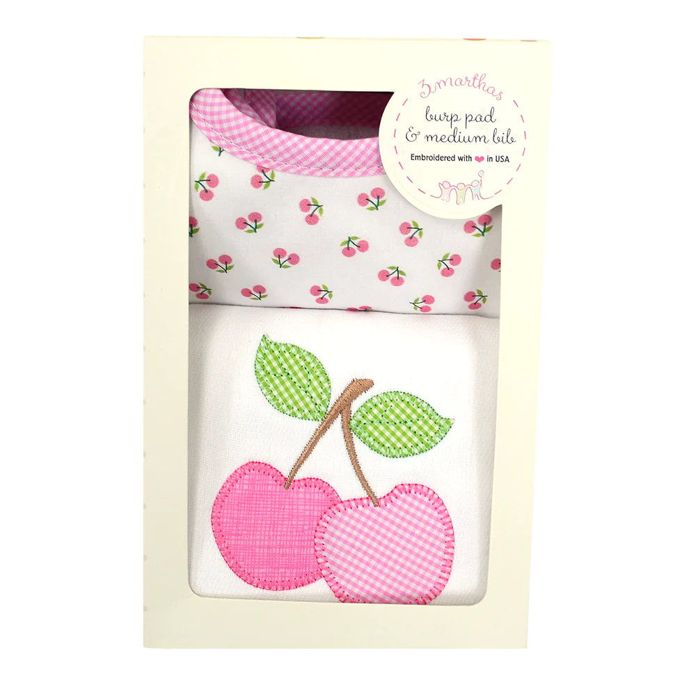 Cherries Bib/Burp Set