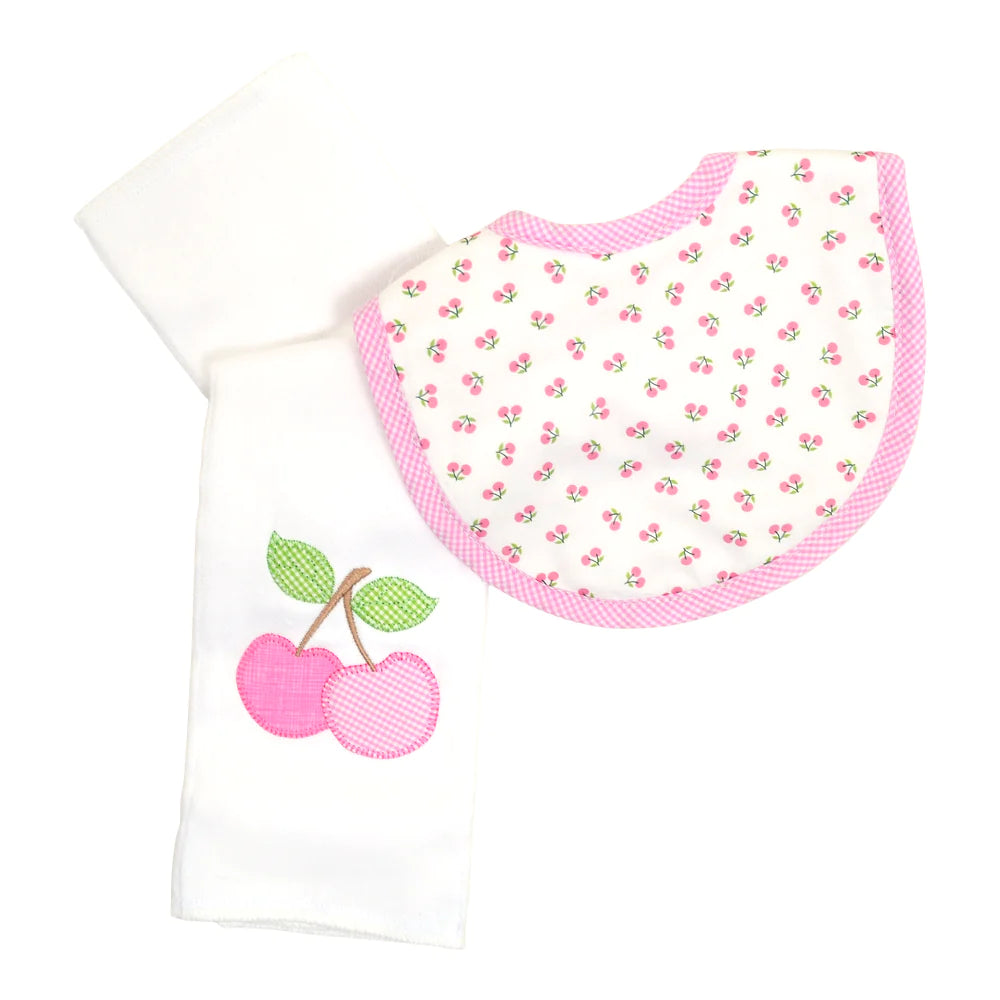 Cherries Bib/Burp Set