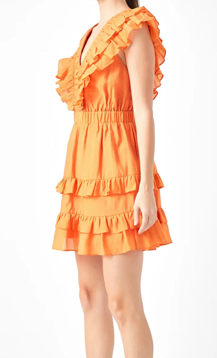 Ruffle Detail Mini Dress